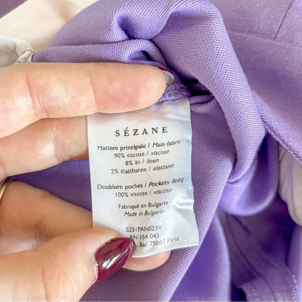 Sezane LouLou Trousers Lavender Linen